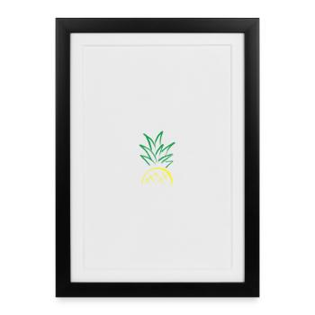 Croquis d’ananas – Graphique de fruits frais - Affiche encadrée (27 × 37 cm) - noir - Devant
