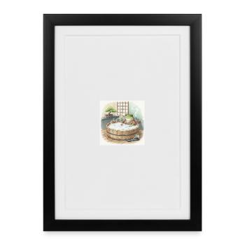 Elegant Frogsome Bath Time Scene - Framed poster (27 × 37 cm) - black - Front
