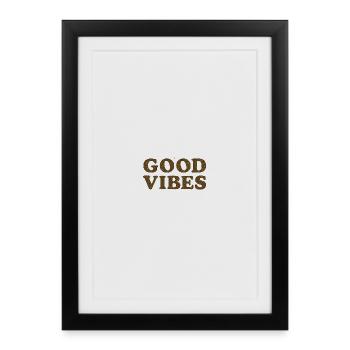 Buenas Vibras en Madera Texturada - Framed poster (27 × 37 cm) - black - Front