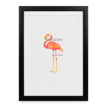 Design Flamingo avec police - Affiche encadrée (27 × 37 cm) - noir - Devant