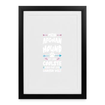 Chien de chasse afghan dicton - Affiche encadrée (27 × 37 cm) - noir - Devant