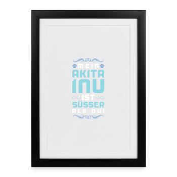 Dicton de chien Akita Inu - Affiche encadrée (27 × 37 cm) - noir - Devant