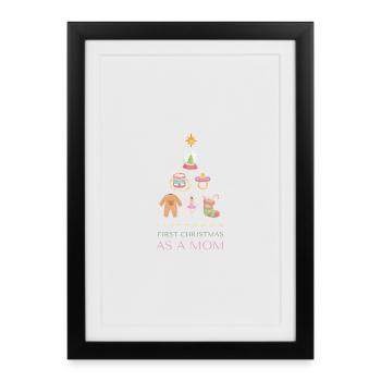 Premier Noël pour maman - Affiche encadrée (27 × 37 cm) - noir - Devant