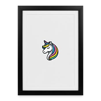 Einhorn Comic schlafend - Gerahmtes Poster (27 × 37 cm) - Schwarz - Vorne