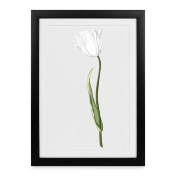 Élégant motif floral en blanc - Affiche encadrée (27 × 37 cm) - noir - Devant