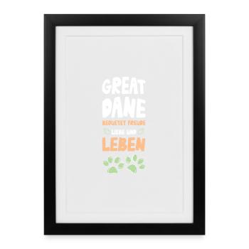 Dogue allemand - Affiche encadrée (27 × 37 cm) - noir - Devant
