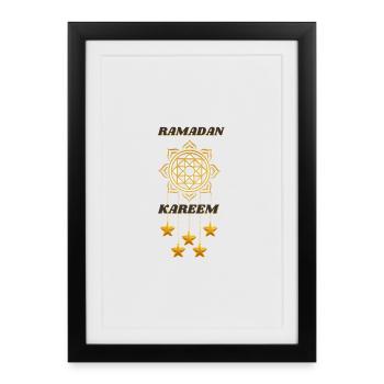 Ramadan Kareem Mandala Dorée - Affiche encadrée (27 × 37 cm) - noir - Devant