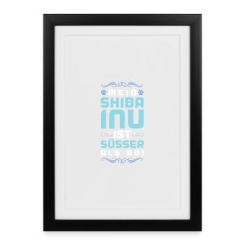 Dicton de chien Shiba Inu - Affiche encadrée (27 × 37 cm) - noir - Devant