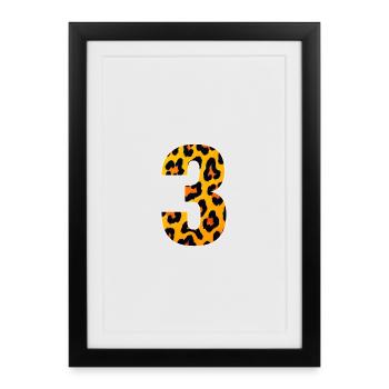 Leopard 3 Number Pattern - Framed poster (27 × 37 cm) - black - Front