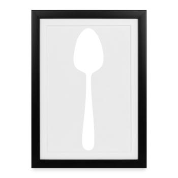 Cuillère de cuisson Cuillère de cuisson Icône Cadeau blanc - Affiche encadrée (27 × 37 cm) - noir - Devant