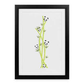 panda and bamboo - Framed poster (27 × 37 cm) - black - Front
