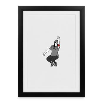 Petanque Spielerin Linkshänderin - Gerahmtes Poster (27 × 37 cm) - Schwarz - Vorne