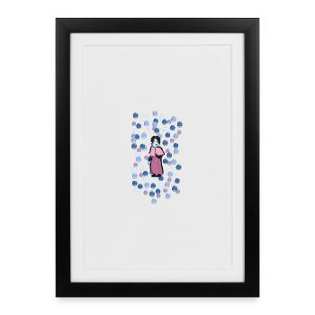 Rêve de fille dans la bulle - Affiche encadrée (27 × 37 cm) - noir - Devant