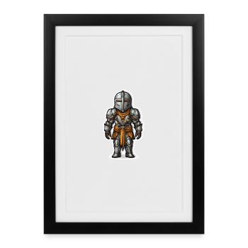 Fantasy Knight in Armor – RPG Cartoon - Framed poster (27 × 37 cm) - black - Front