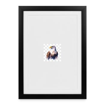 Aquarell Adlerkopf Portrait - Gerahmtes Poster (27 × 37 cm) - Schwarz - Vorne