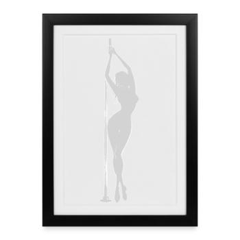 Pole Dance Silhouette: Elegant Woman on the Pole - Framed poster (27 × 37 cm) - black - Front