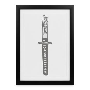 Katana Klinge - Gerahmtes Poster (27 × 37 cm) - Schwarz - Vorne