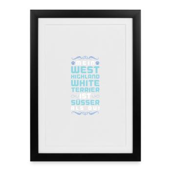 West Highland, White Terrier Dog Dicton - Affiche encadrée (27 × 37 cm) - noir - Devant