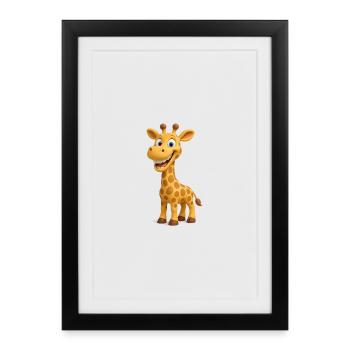 girafe amusante - Affiche encadrée (27 × 37 cm) - noir - Devant
