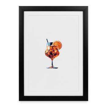 Ein sommerlicher Drink im Polygon-Stil - Gerahmtes Poster (27 × 37 cm) - Schwarz - Vorne