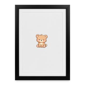 Cute Pastel Sleeping baby Bear Kawaii style - Framed poster (27 × 37 cm) - black - Front