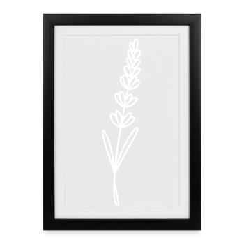 Art au trait lavande sur fond noir - Affiche encadrée (27 × 37 cm) - noir - Devant