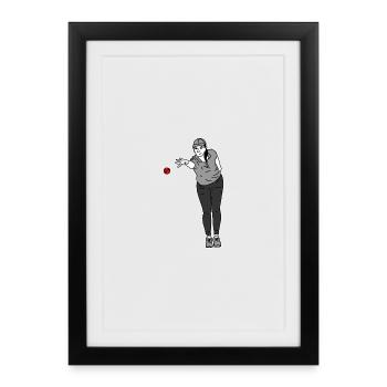 Petanque Spielerin Rechtshänderin - Gerahmtes Poster (27 × 37 cm) - Schwarz - Vorne