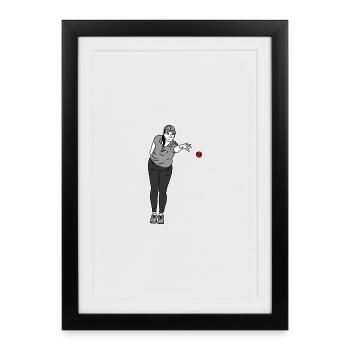 Petanque Spielerin Linkshänderin - Gerahmtes Poster (27 × 37 cm) - Schwarz - Vorne