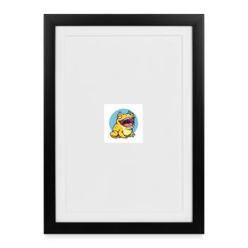 Grenouille qui rit en style dessin animé - Affiche encadrée (27 × 37 cm) - noir - Devant