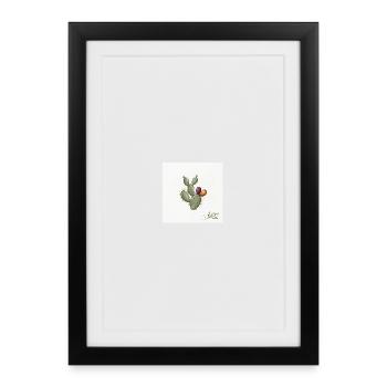 Illustration de cactus avec des fruits colorés - Affiche encadrée (27 × 37 cm) - noir - Devant