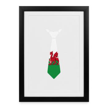 Thème de cravate de dragon gallois vert et blanc - Affiche encadrée (27 × 37 cm) - noir - Devant