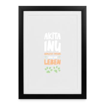 Akita Inu Paws Love Design - Framed poster (27 × 37 cm) - black - Front
