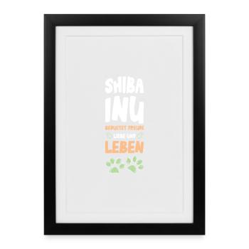 Amour et vie des Shiba Inu - Affiche encadrée (27 × 37 cm) - noir - Devant