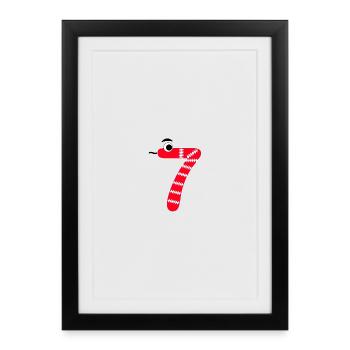 Number 7 Snake Red Kids - Framed poster (27 × 37 cm) - black - Front