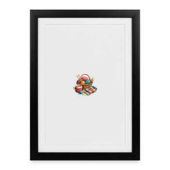 Wool basket knitting inspiration - Framed poster (27 × 37 cm) - black - Front