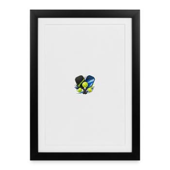Padel rackets and balls motif - Framed poster (27 × 37 cm) - black - Front