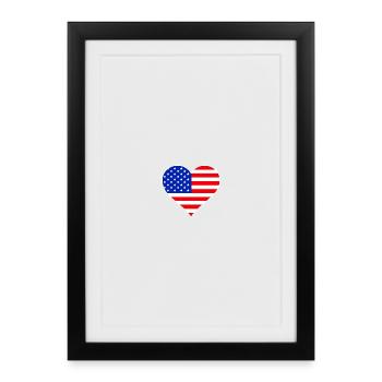 Coeur drapeau américain - Affiche encadrée (27 × 37 cm) - noir - Devant