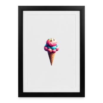 Un délicieux cornet de crème glacée de style polygone - Affiche encadrée (27 × 37 cm) - noir - Devant