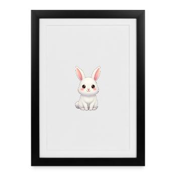 White rabbit with pink ears - Framed poster (27 × 37 cm) - black - Front