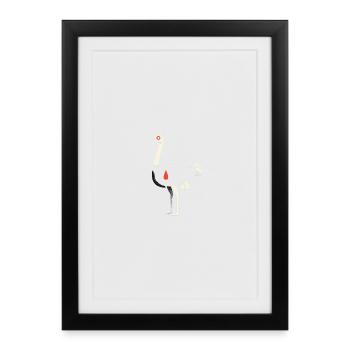 Bird Style Retro Ostrich Strauss Bouquet Motif - Framed poster (27 × 37 cm) - black - Front