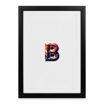 Lettre B Polygone Coloré - Affiche encadrée (27 × 37 cm) - noir - Devant