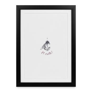 Oiseau en Style Aquarelle Charmant - Affiche encadrée (27 × 37 cm) - noir - Devant