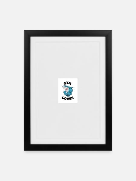 Amant de l’entraînement à la salle de sport Shark - Affiche encadrée (27 × 37 cm) - noir