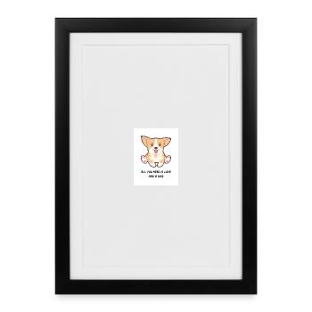 Corgi-Liebe und Hundeillustration - Gerahmtes Poster (27 × 37 cm) - Schwarz - Vorne