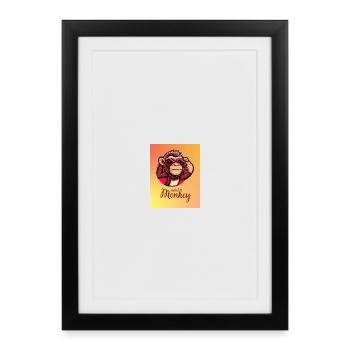 Metal Monkey with Neon Glasses - Framed poster (27 × 37 cm) - black - Front