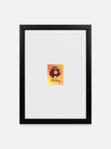 Singe de Métal avec des lunettes néon - Affiche encadrée (27 × 37 cm) - noir