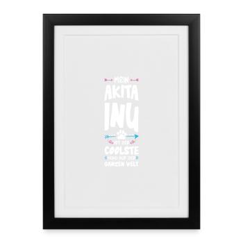 Dicton de chien Akita Inu - Affiche encadrée (27 × 37 cm) - noir - Devant