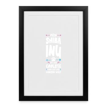 Dicton de chien Shiba Inu - Affiche encadrée (27 × 37 cm) - noir - Devant