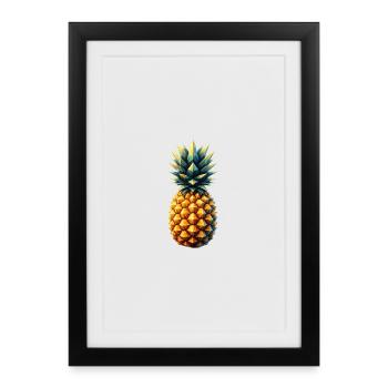 Ananas im Polygon-Stil - Gerahmtes Poster (27 × 37 cm) - Schwarz - Vorne