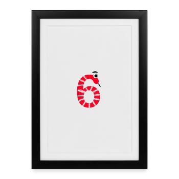 Number 6 Snake Red Kids - Framed poster (27 × 37 cm) - black - Front
